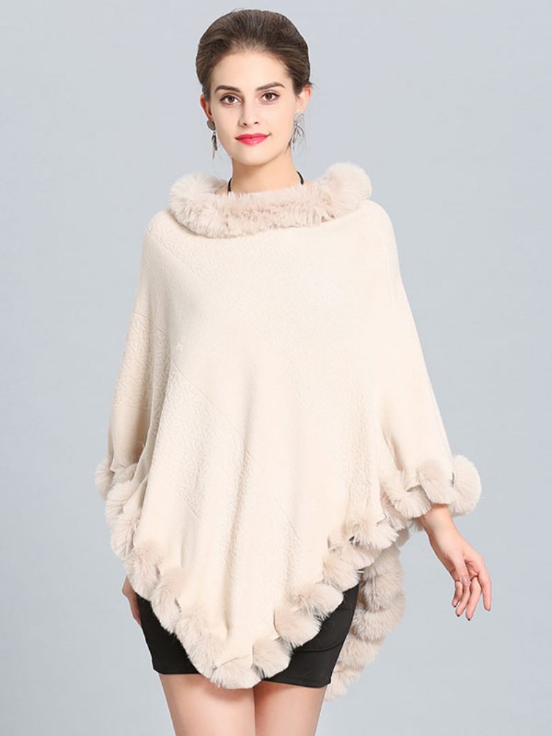 Burgundy Poncho Turkishelma Cape Kevään Päällysvaatteet Naisille - Beige