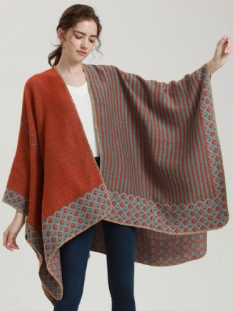 Naiset Cape Geometric Color Block Daily Casual Syksy Talvi Poncho