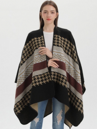 Naiset Cape Plaid Color Block Daily Casual Syksy Talvi Poncho