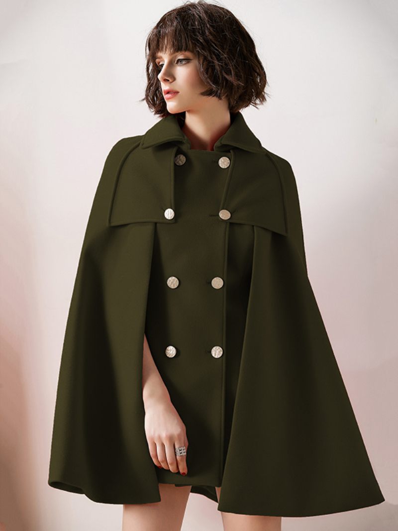 Naisten Punainen Poncho Oversized Cape Coat -talvipäällysvaatteet - Hunter Green