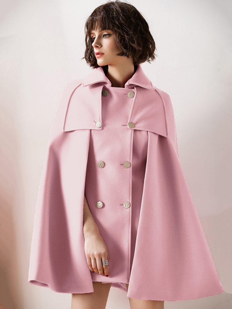 Naisten Punainen Poncho Oversized Cape Coat -talvipäällysvaatteet - Pink