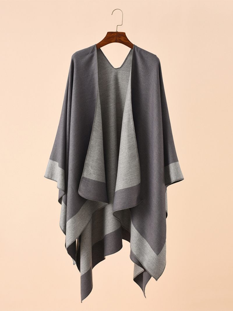 Naisten Värillinen Poncho Päivittäinen Rento Viitta - Deep Grey