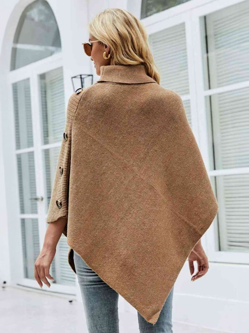 Poncho Naisten High Collar Cape Kevätpäällysvaatteet - Deep Light Yellow