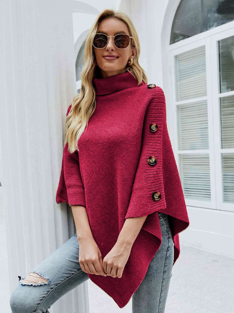 Poncho Naisten High Collar Cape Kevätpäällysvaatteet - Rose