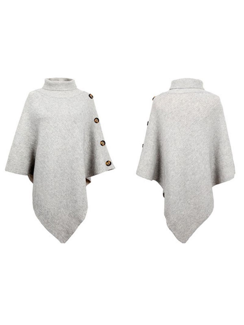 Poncho Naisten High Collar Cape Kevätpäällysvaatteet - Gray