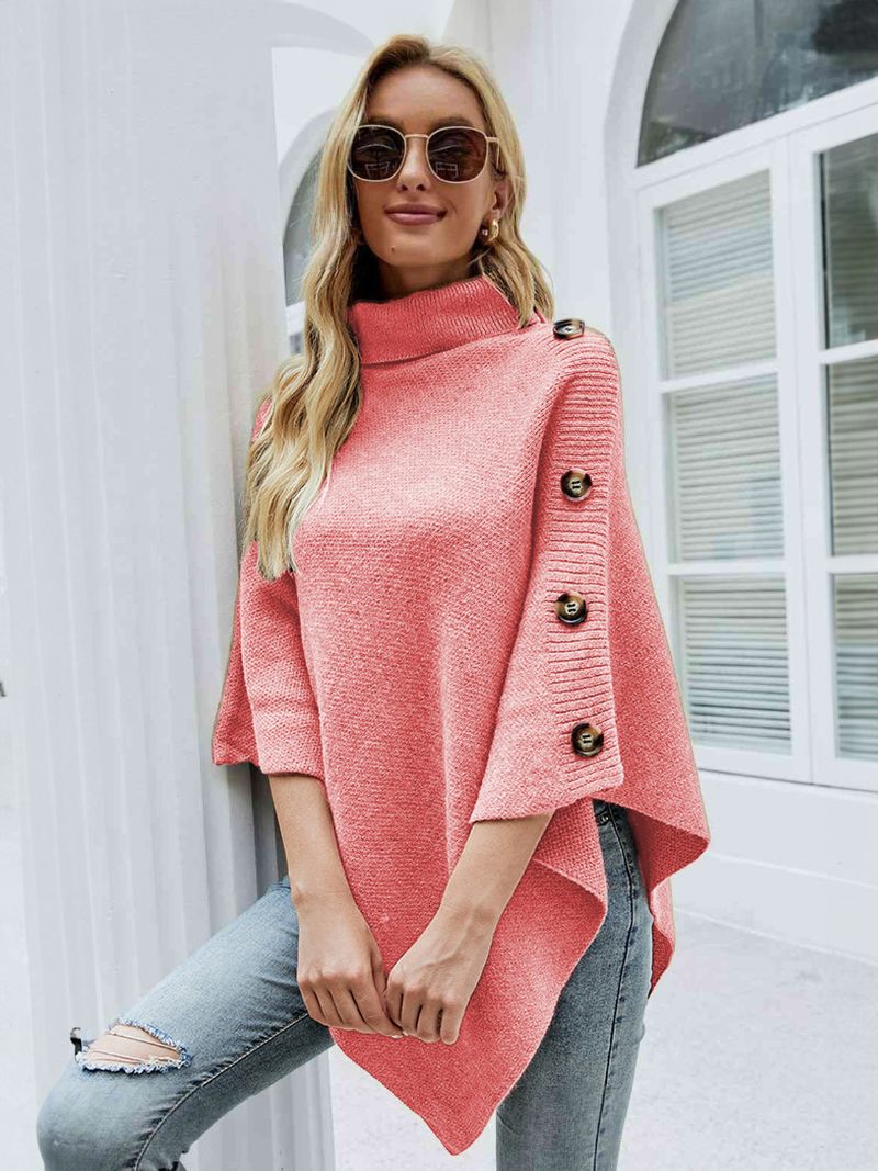 Poncho Naisten High Collar Cape Kevätpäällysvaatteet - Pink