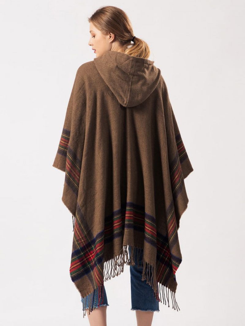 Shaw Wrap Bohemian Hupullinen Hapsu Poncho Neuletakki Viitta Naisille - Khaki