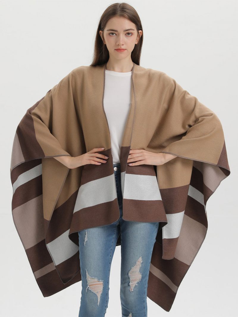 Ylisuuret Naiset Cape Stripes Color Block Syksy Talvi Poncho