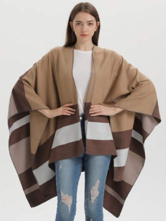 Ylisuuret Naiset Cape Stripes Color Block Syksy Talvi Poncho