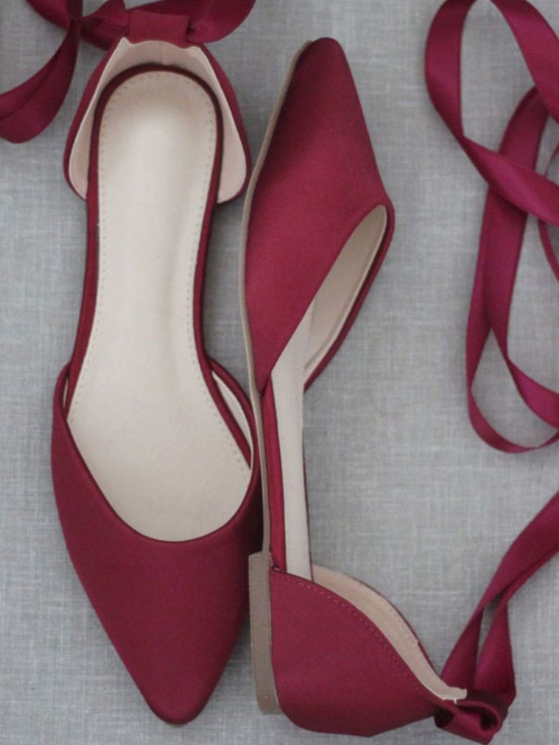 Naisten Baleriinit Rusetit Teräväkärkiset Satiininauhat Eric White Ballet Flats - Burgundy