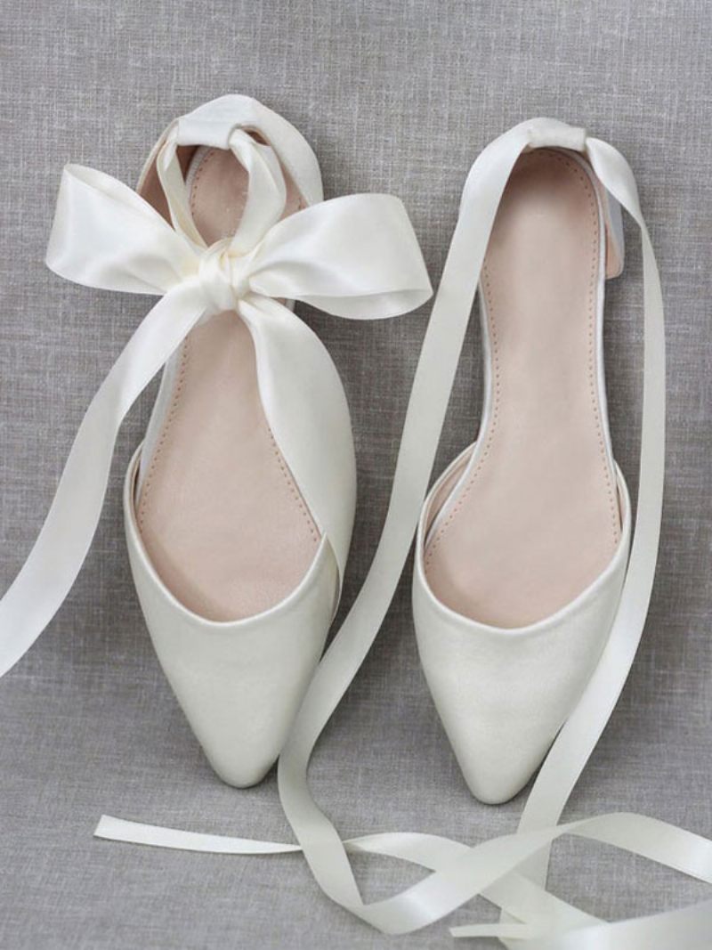 Naisten Baleriinit Rusetit Teräväkärkiset Satiininauhat Eric White Ballet Flats - Beige