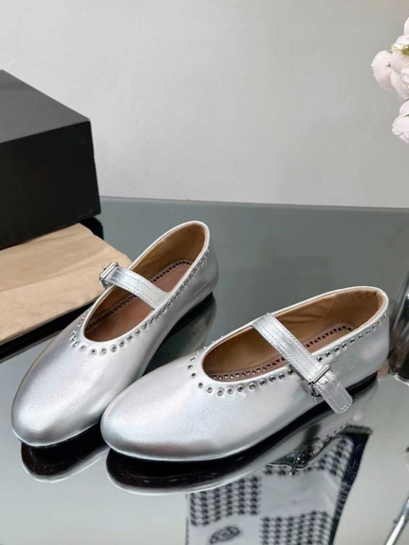 Naisten Ballerina Flats Hopea Pyöreä Toe Mary Jane -kengät