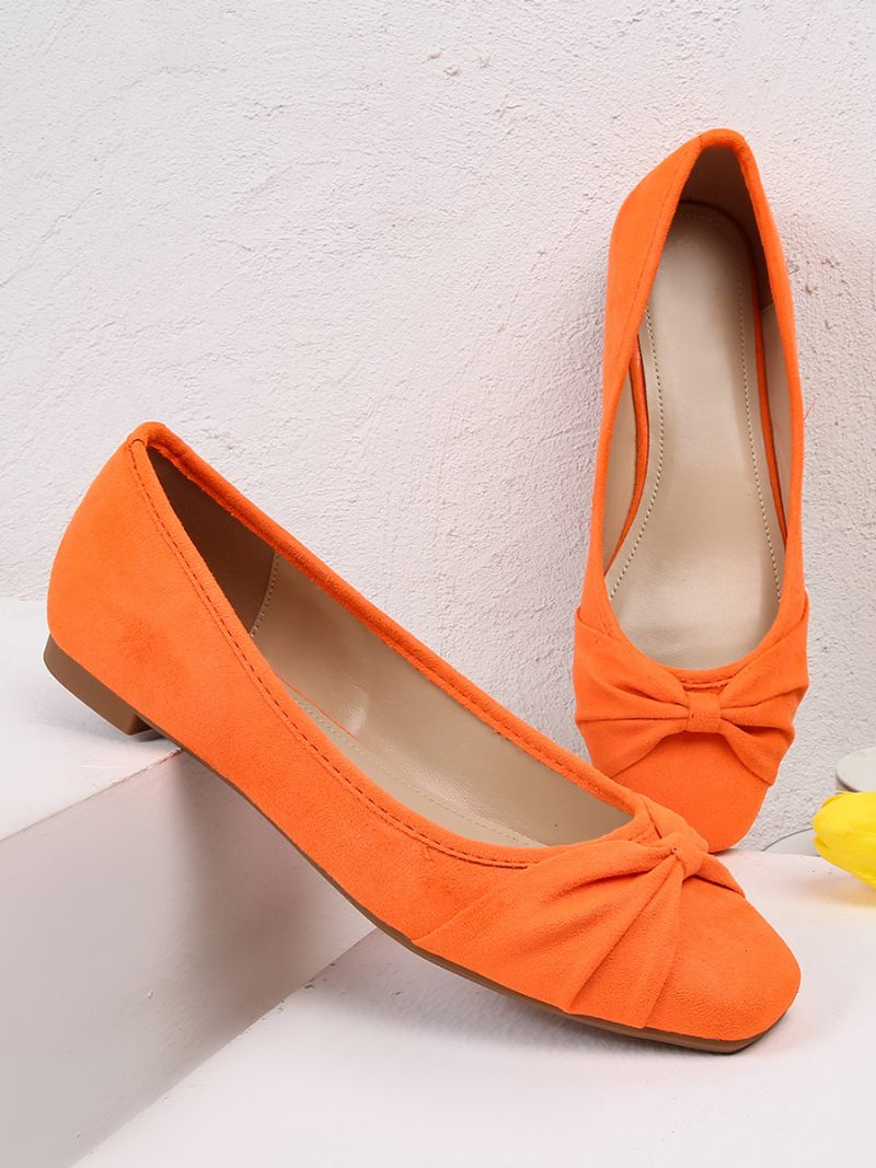 Naisten Ballerina Flats Neliömäiset Toe Jouset Elastinen Kangas Ballet - Oranssi