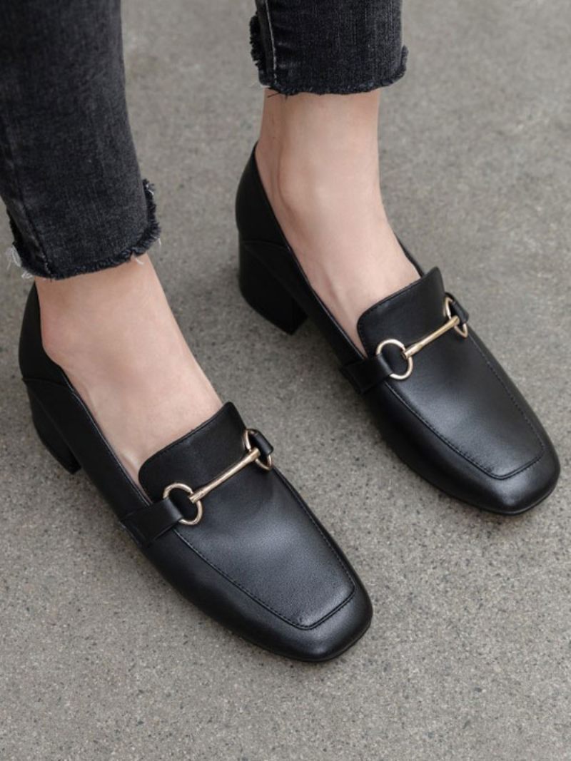 Naisten Block Heel Loafers Solki - Musta