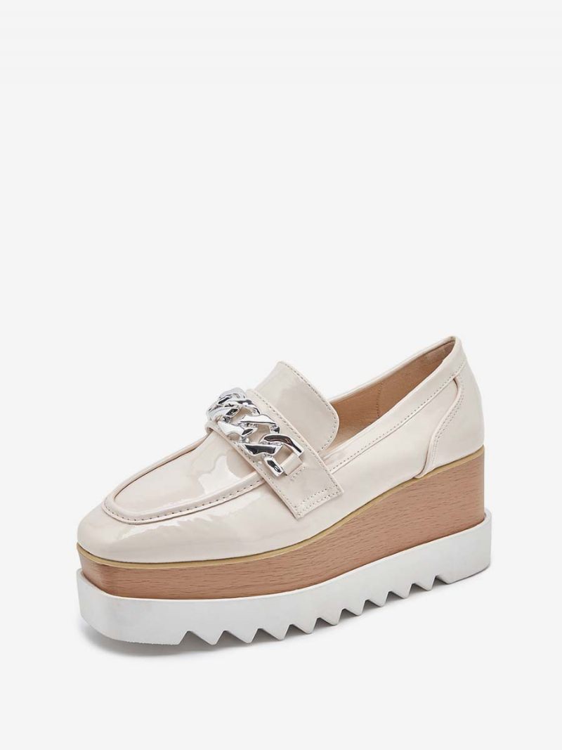 Naisten Ketjut Square Toe Wedge Heel Oxfords Patent Leather - Vaaleankeltainen