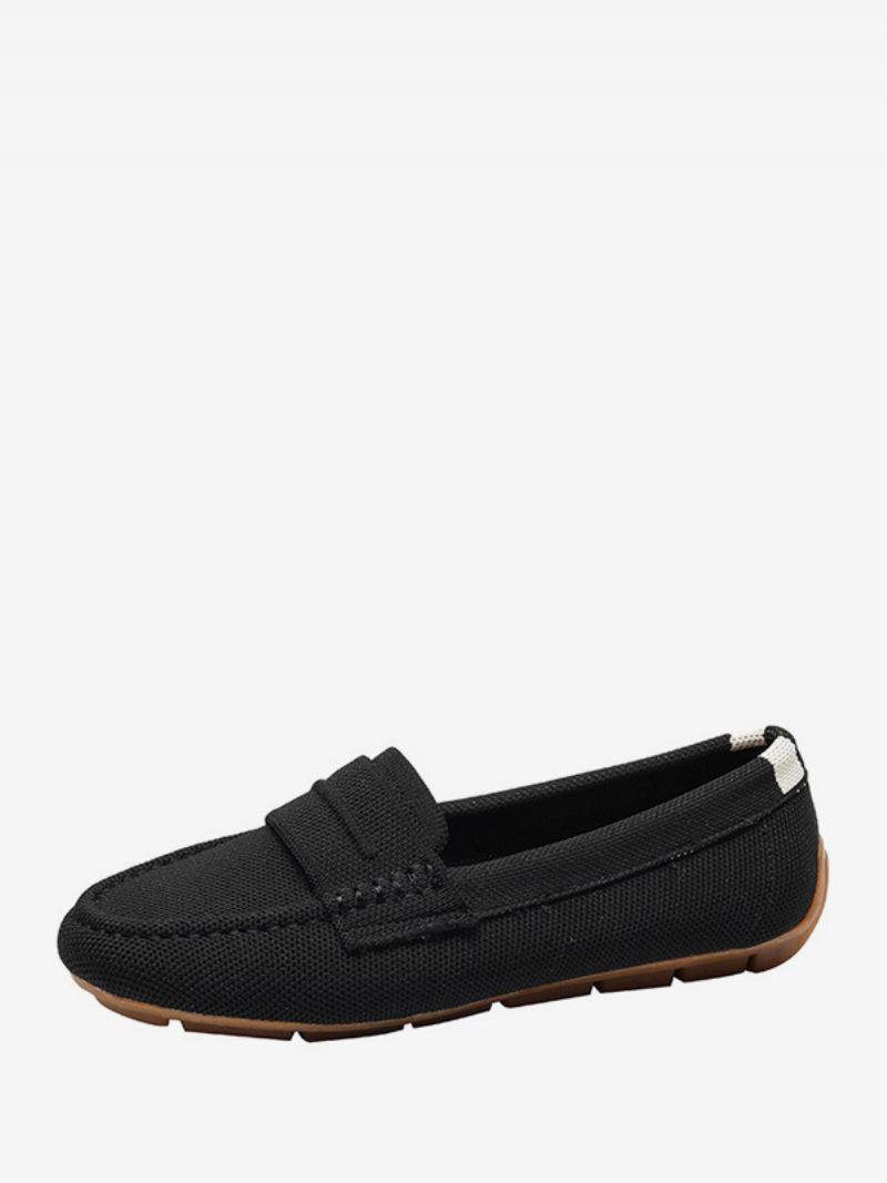 Naisten Mule Loafers Pyöreä Toe Slip On Litteät Pumput - Musta