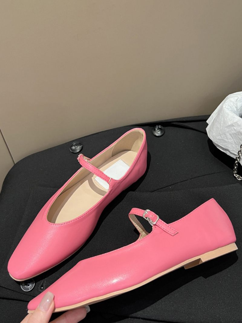 Naisten Mustat Litteät Kengät Pyöreät Toe Mary Jane Ballet Flats - Ruusu