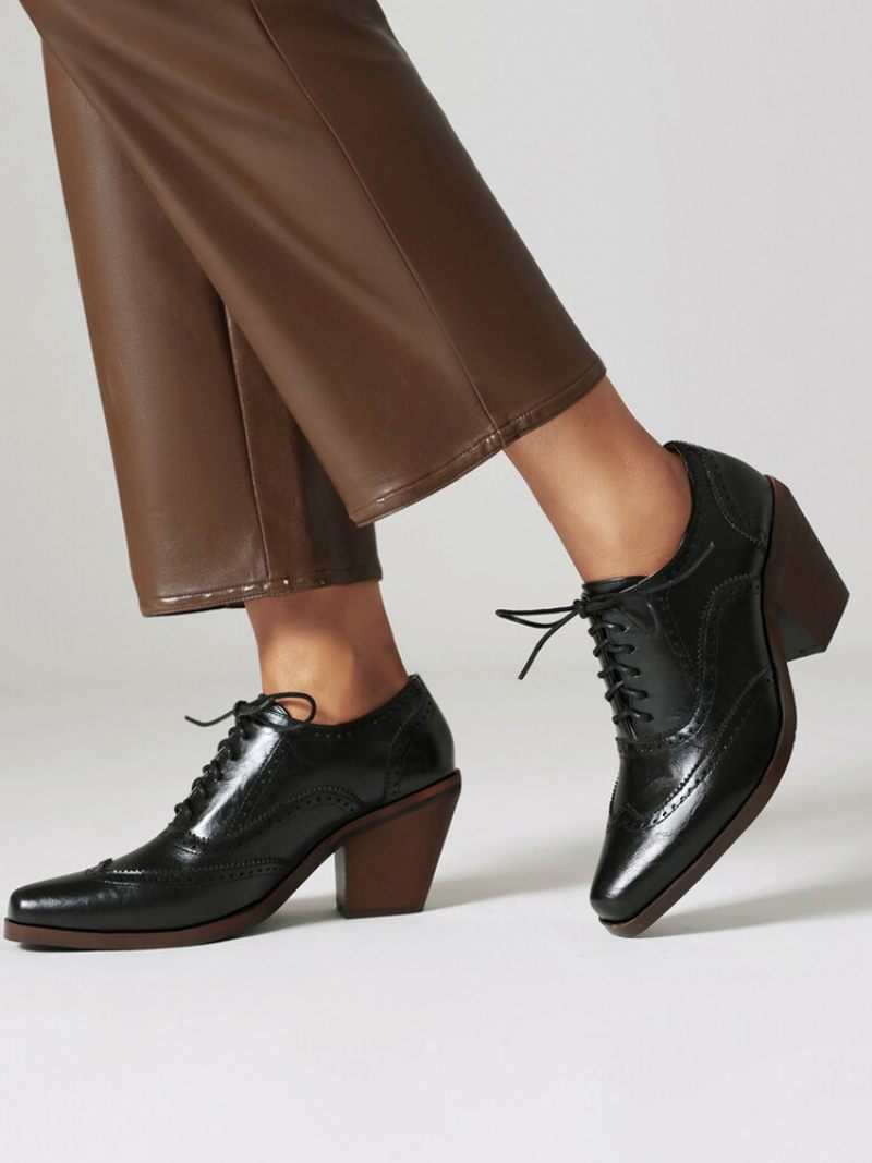 Naisten Nelikulmainen Varvas Chunky Heel Pu-nahkainen Oxfords