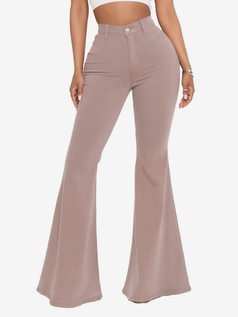 Flare-farkut Naisille Raw Edge High Rise Bell Bottoms - Kameli