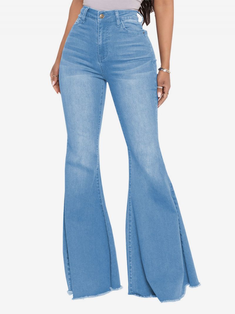 Flare Jeans High Rise Cotton Bell Bottoms Naisille - Sininen