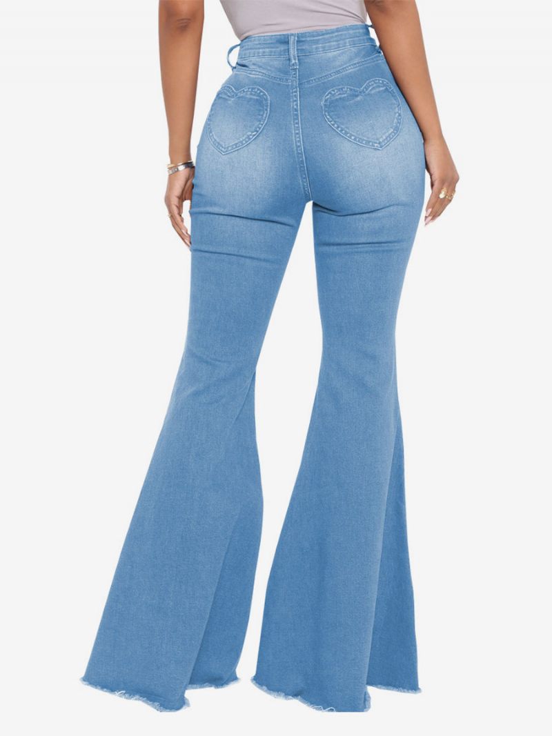 Flare Jeans High Rise Cotton Bell Bottoms Naisille - Sininen