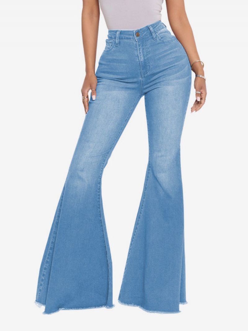 Flare Jeans High Rise Cotton Bell Bottoms Naisille - Sininen