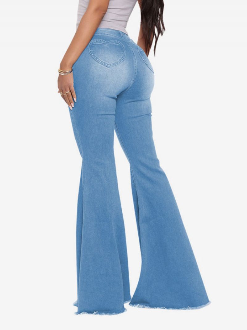 Flare Jeans High Rise Cotton Bell Bottoms Naisille - Sininen