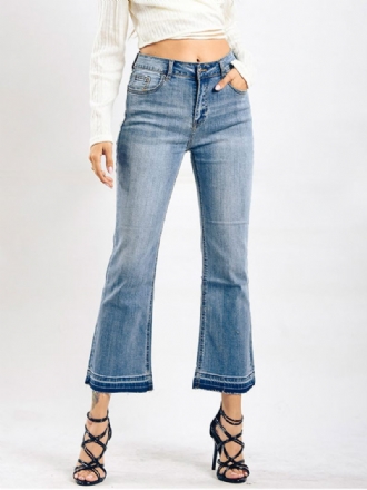 Naisten Bootcut Jeans High Rise Puuvillaiset Keväthousut