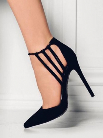 Musta Korkea Wedding Heels Strappy Teräväkärkinen Stiletto Prom Heel Pumps Naisille