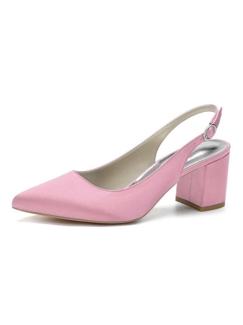 Naisten Block Heel Slingback Pumps Pointy Toe - Pink