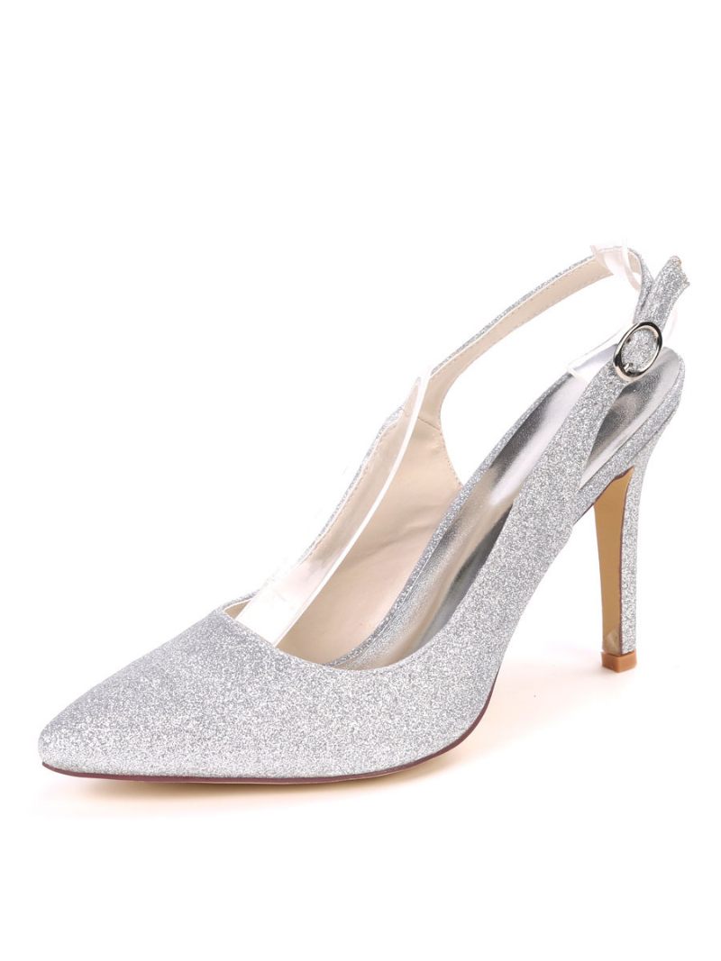 Naisten Glitter Slingback Heeled Prom Pumput