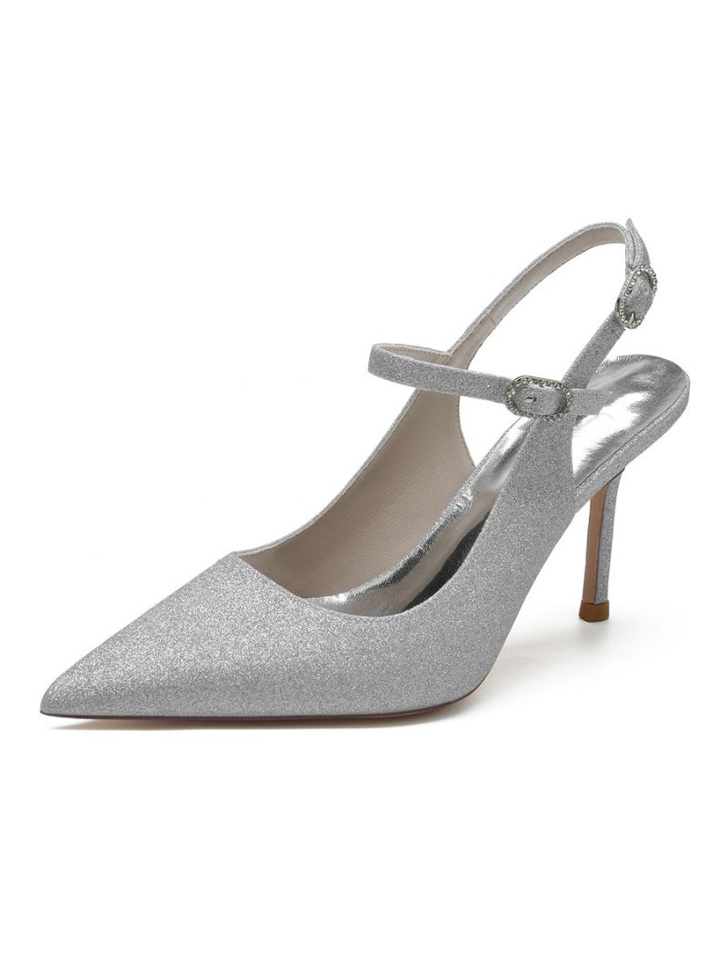 Naisten Hääkengät Slingback Stiletto Heel Pumps - Hopea