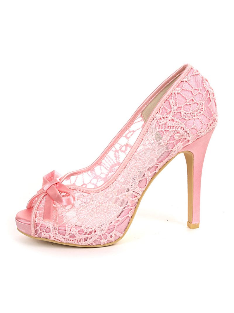 Naisten Hääpitsikengät Peep Toe Stiletto Heel -morsiuskengät - Pink