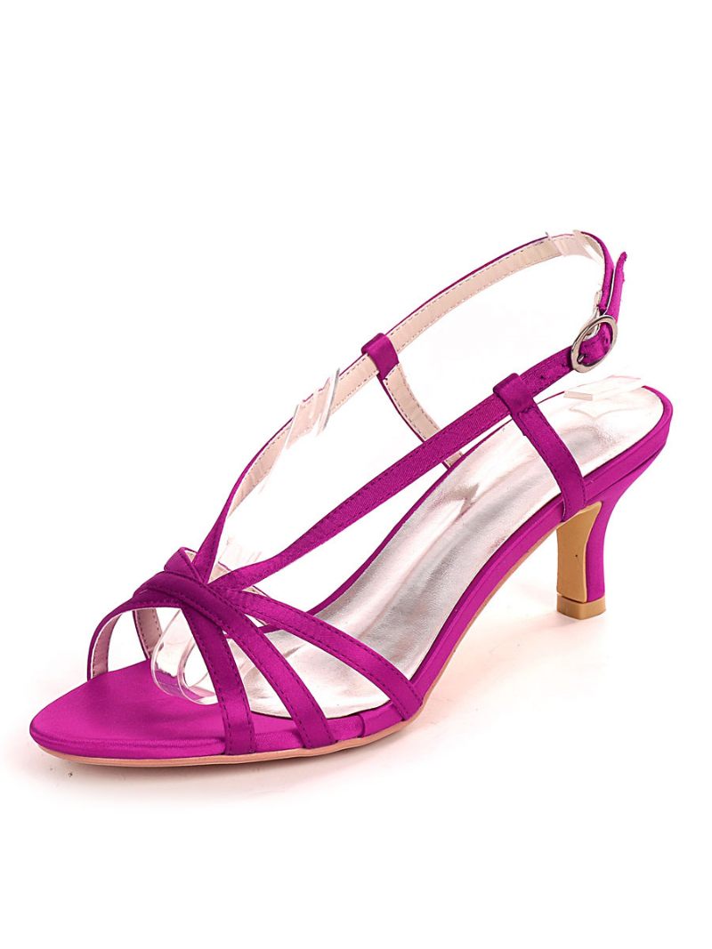 Naisten Hihnat Slingback Kitten Heel -morsiussandaalit - Purppura