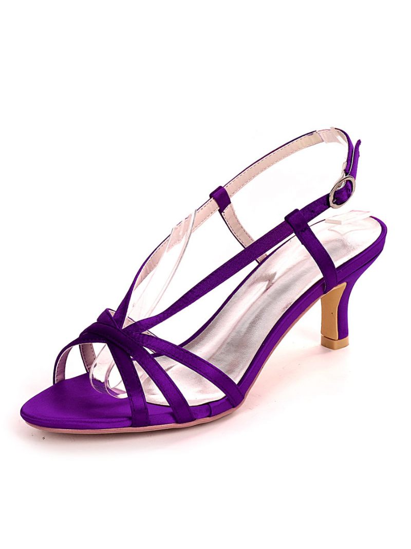 Naisten Hihnat Slingback Kitten Heel -morsiussandaalit - Syvä Violetti