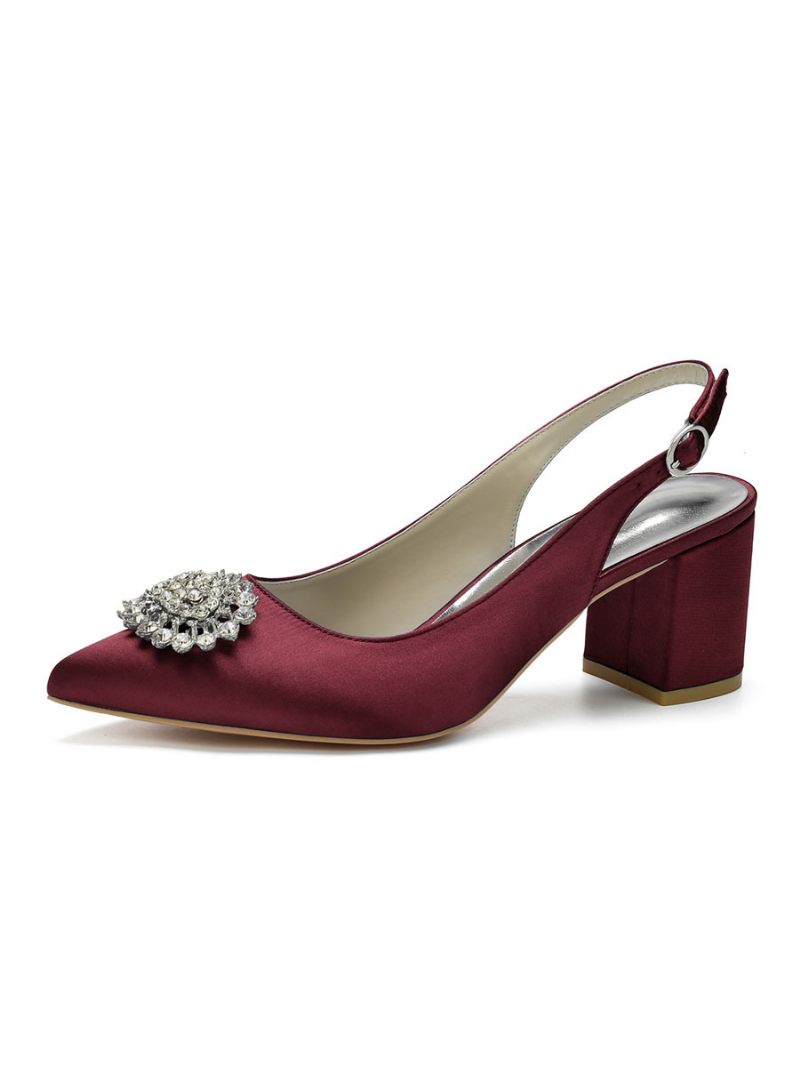 Naisten Matalakorkoiset Slingback-morsiuspumput - Burgundy