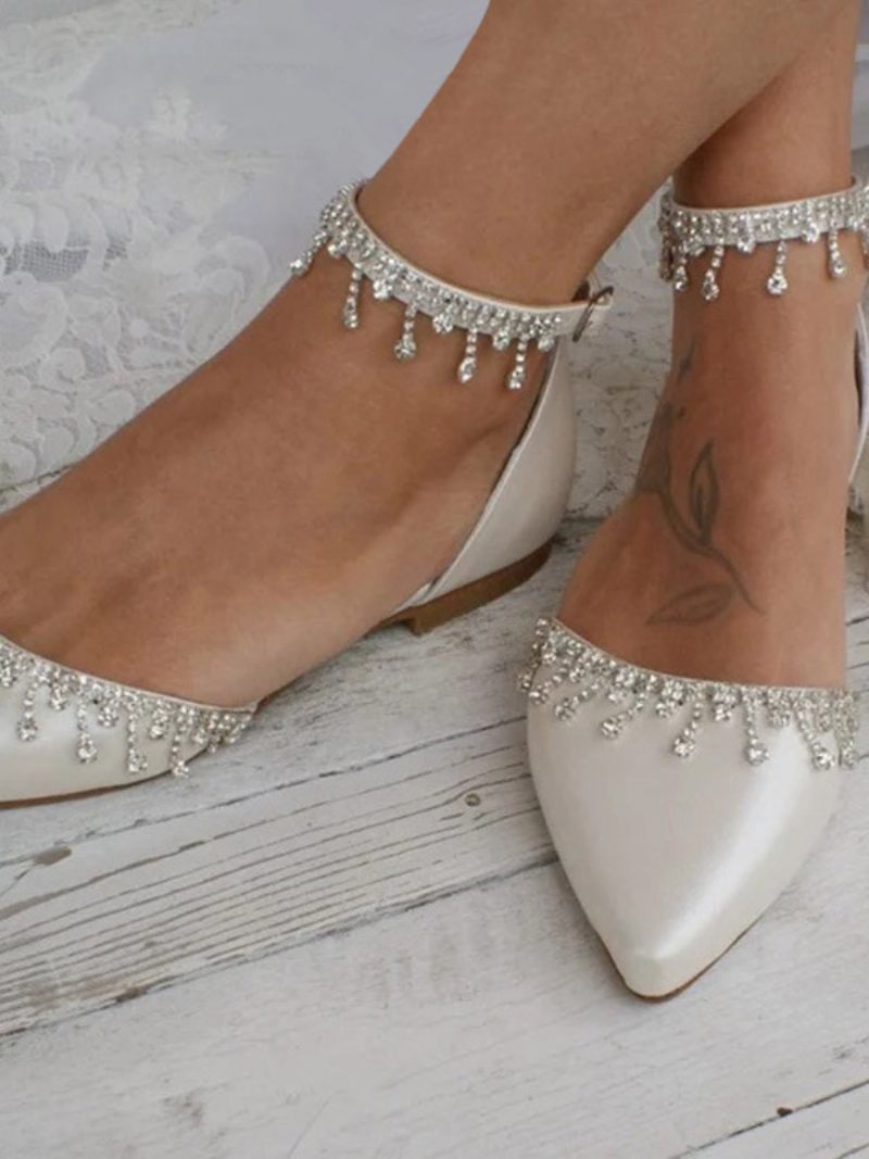 Naisten Morsiuskengät Bridal Flats Pu-nahkaa Teräväkärkinen - Beige