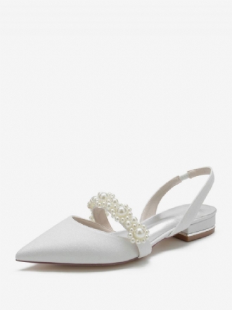 Naisten Morsiuskengät Pearls Slingback Flats