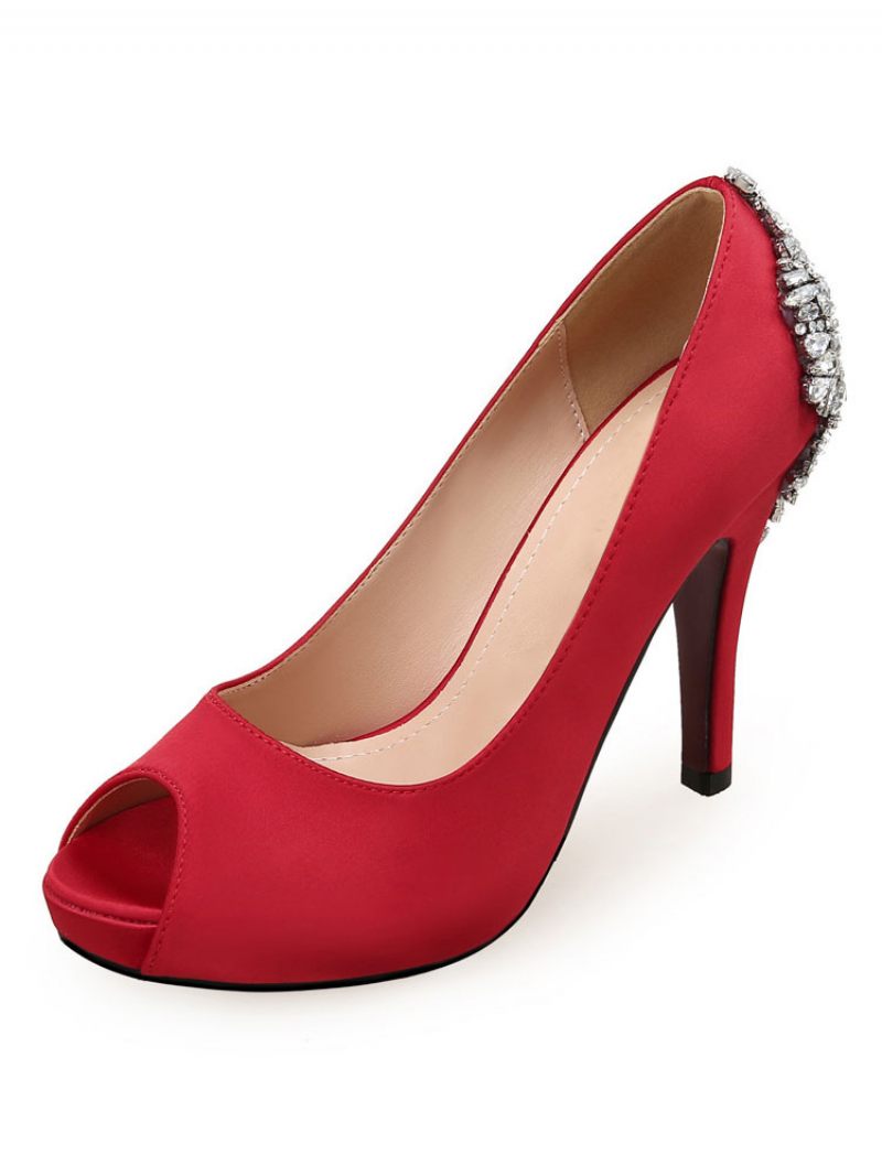 Naisten Peep Toe -morsiuspumput - Punainen