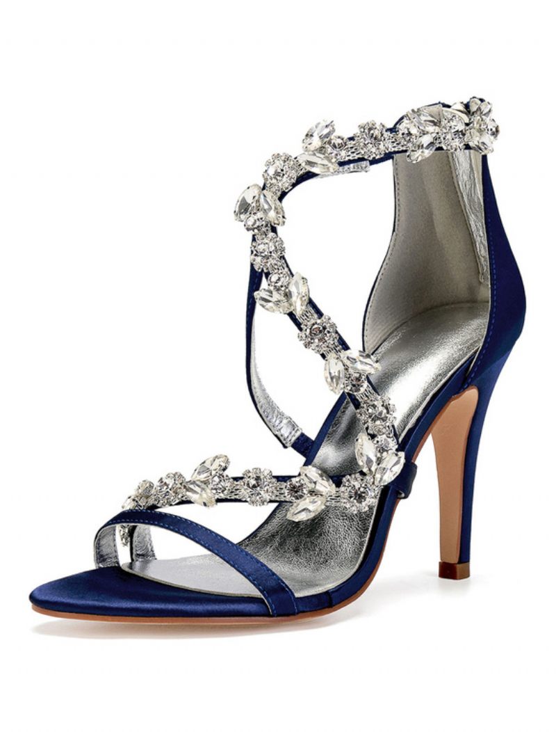 Naisten Strassinauhat Stiletto Heel -morsiussandaalit - Dark Navy