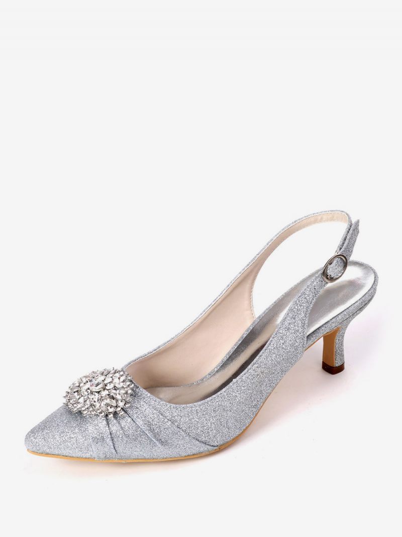 Naisten Strassit Morsiuskengät Slingback Kitten Heels