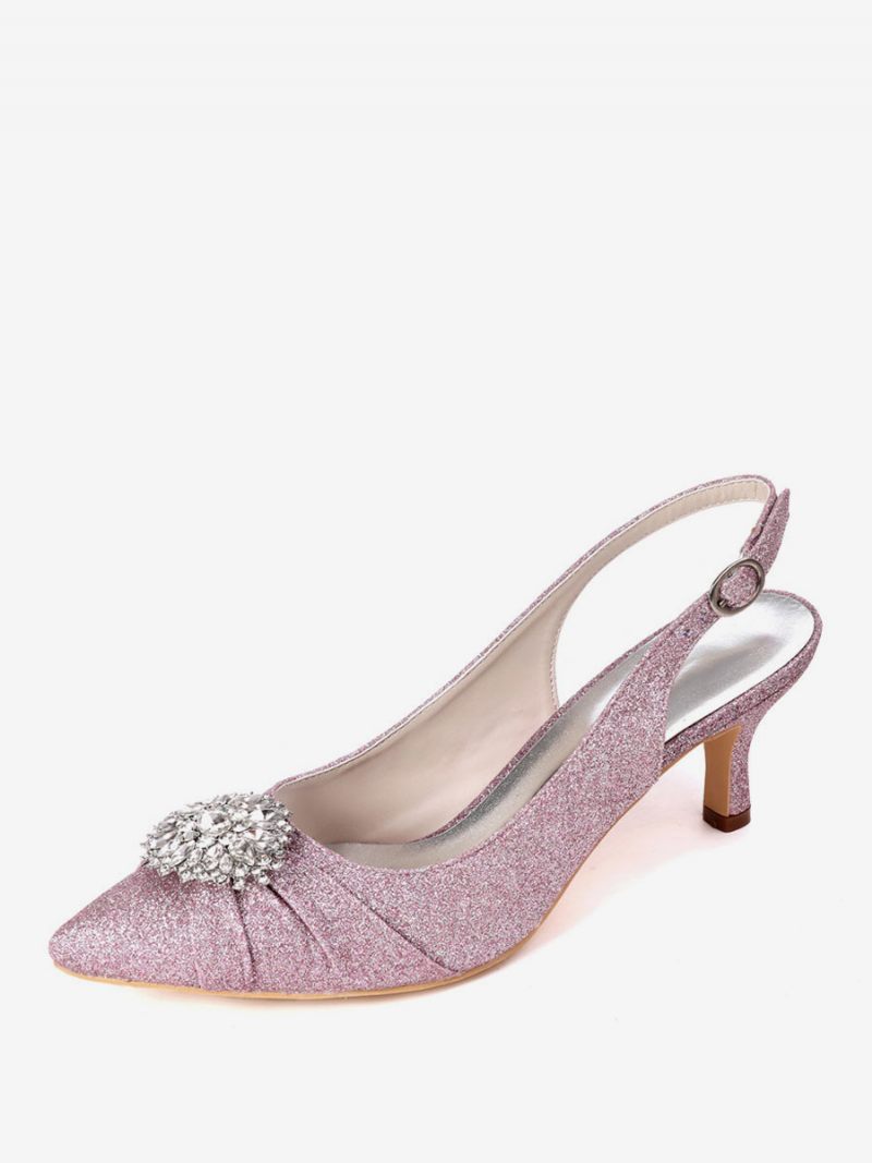 Naisten Strassit Morsiuskengät Slingback Kitten Heels - Lila