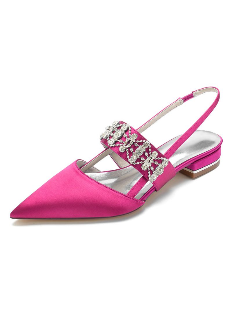 Naisten Strassit Slingback Morsiamen Asunnot Satiinia - Rose