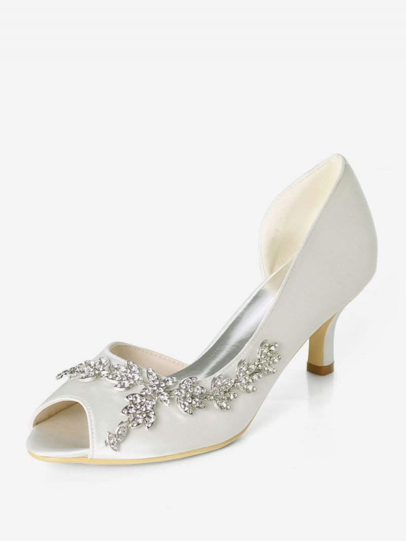 Naisten Tekojalokivi Dorsay Bridal Pumps Kitten Heel - Norsunluu