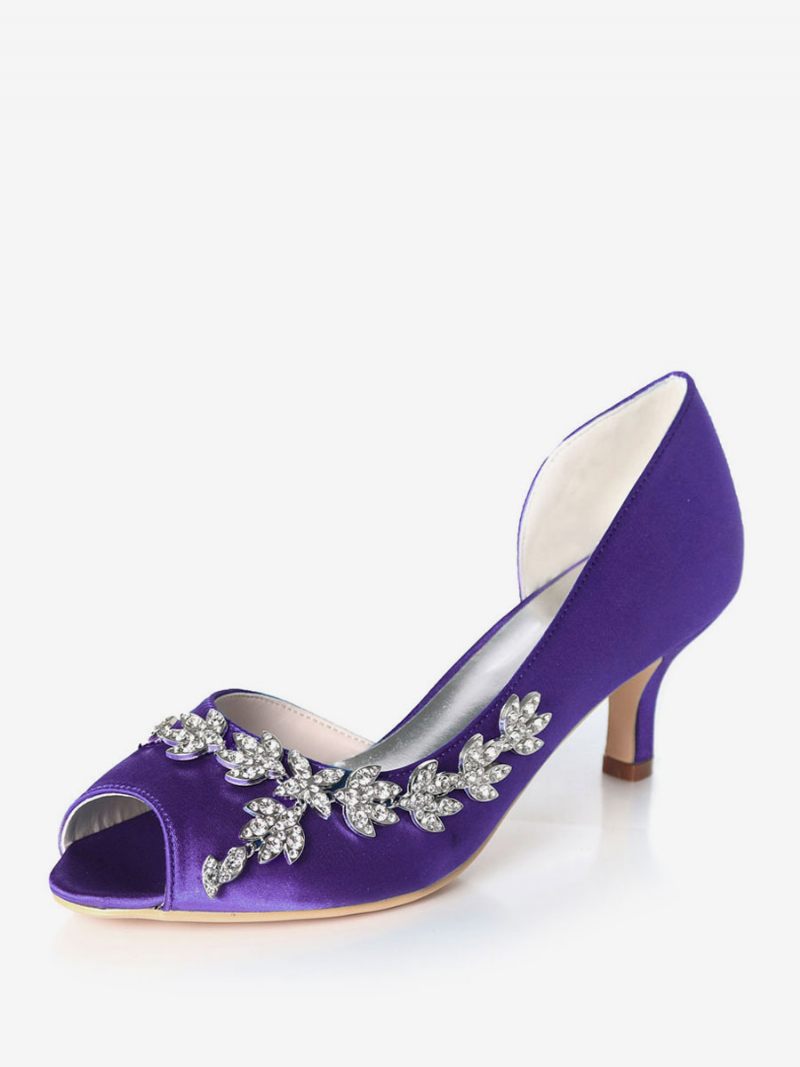 Naisten Tekojalokivi Dorsay Bridal Pumps Kitten Heel - Purppura