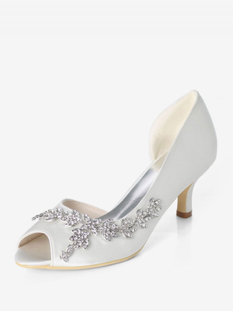 Naisten Tekojalokivi Dorsay Bridal Pumps Kitten Heel - Valkoinen