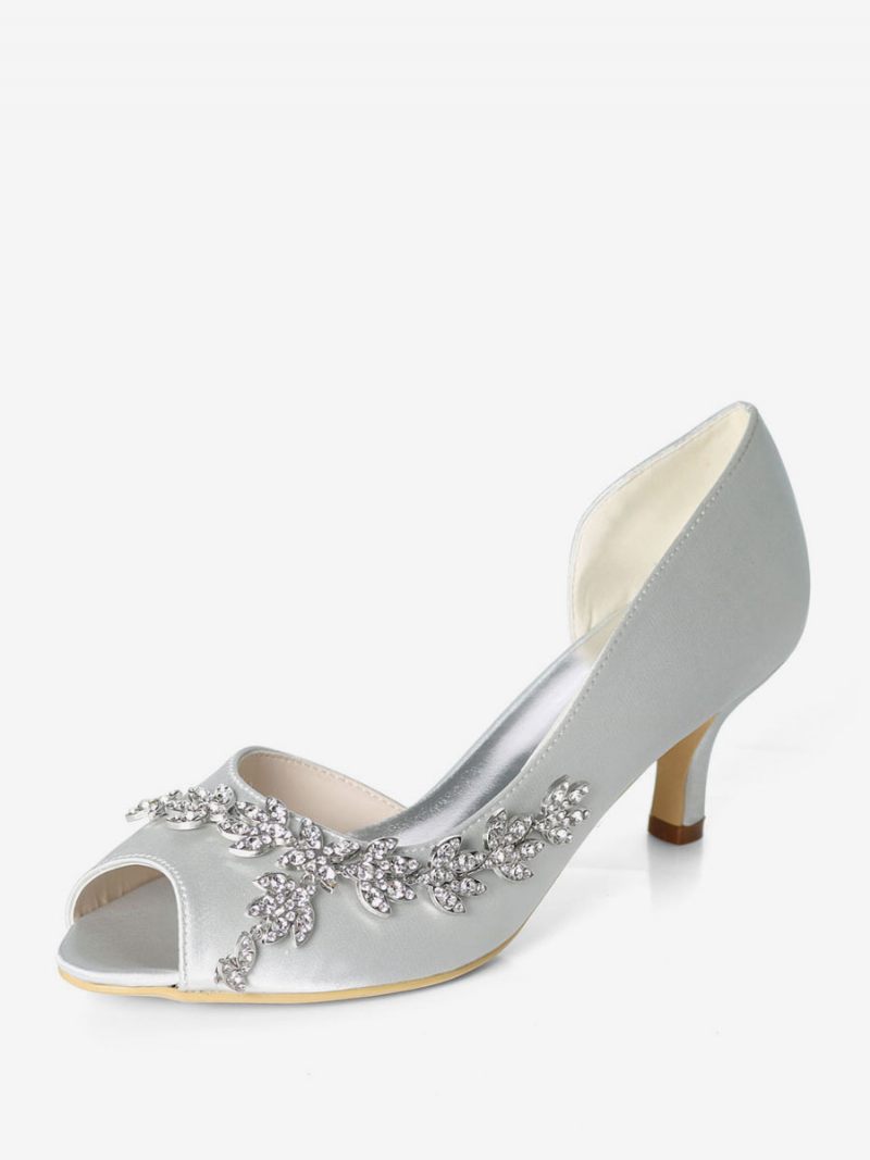 Naisten Tekojalokivi Dorsay Bridal Pumps Kitten Heel - Hopea