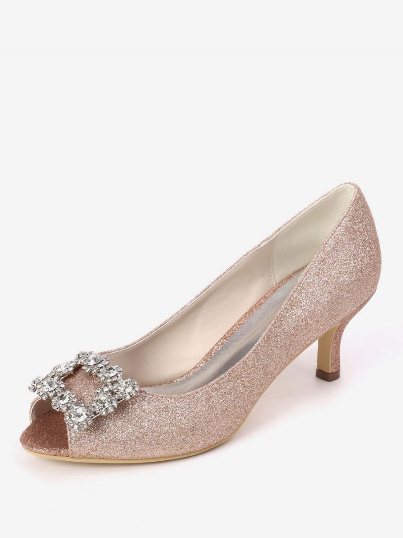 Naisten Tekojalokivi Glitter Kitten Heel Morsiamen Pumput Peep Toe