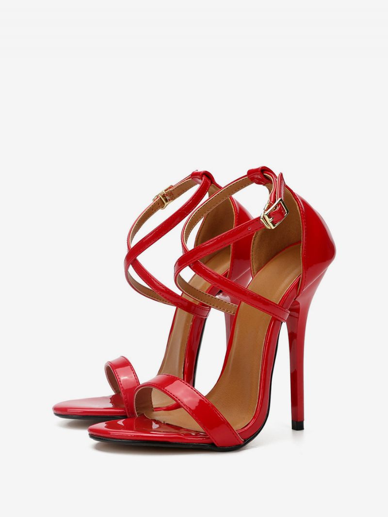 Naisten Cross Strap Stiletto Prom Heel Sandaalit Punainen - Punainen