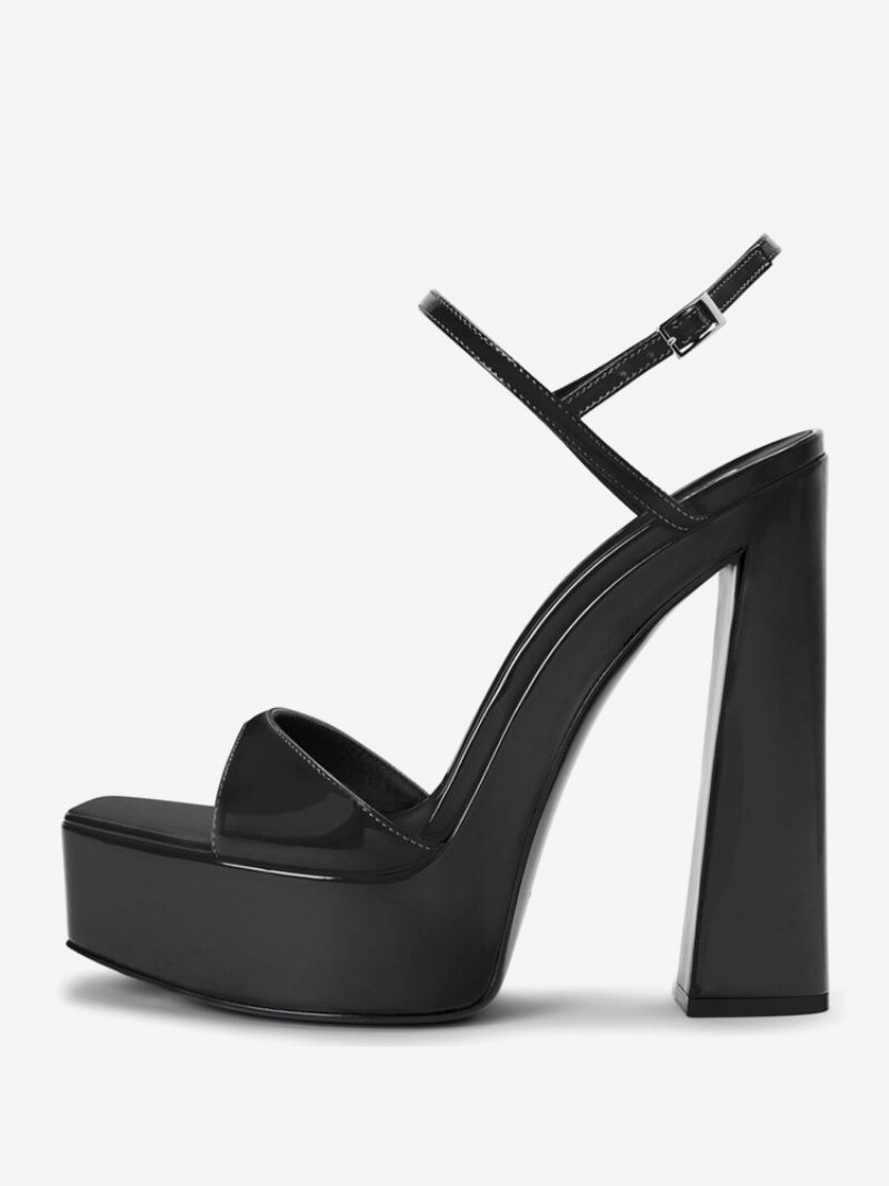 Naisten Korkeakorkoiset Sandaalit Musta Platform Square Toe High Heel Prom -kengät - Musta